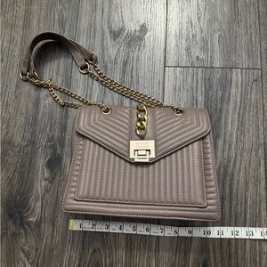 Badgley Mischka Beige Quilted Shoulder Bag